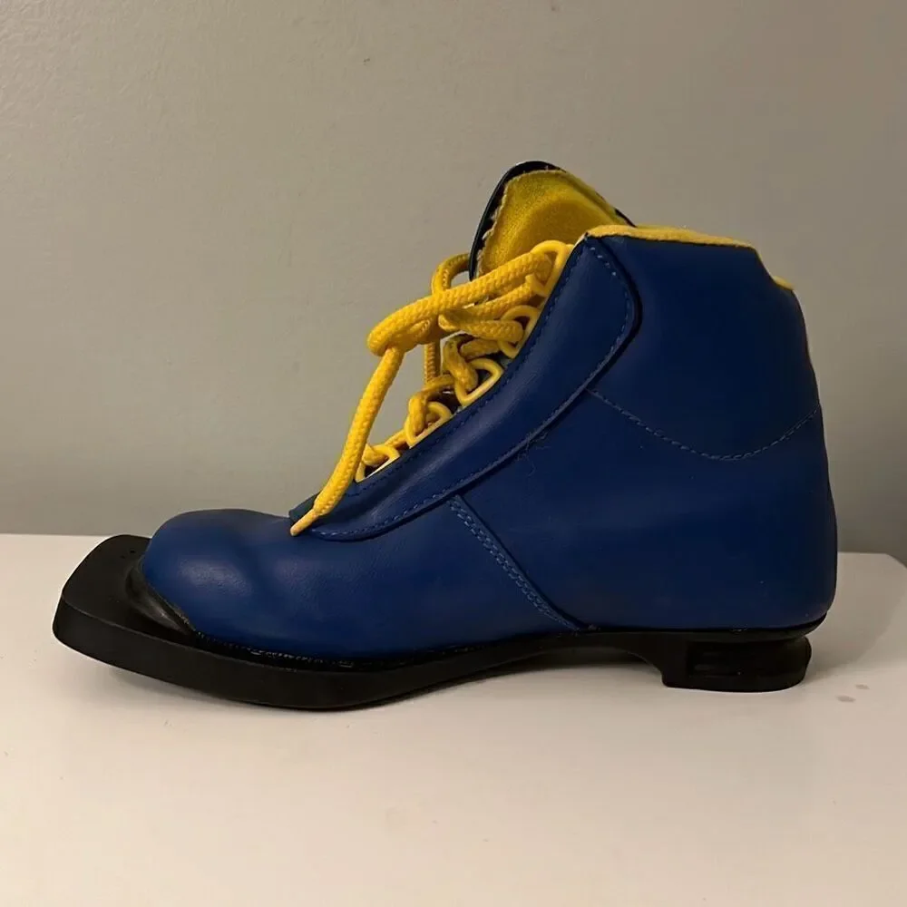 Rossignol Kids' Blue Yellow LTS JR Nordic 75mm Cross Country Ski Boots Size 8.5